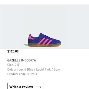 Adidas Gazelle Indoor Lucid Blue with Pink Accents